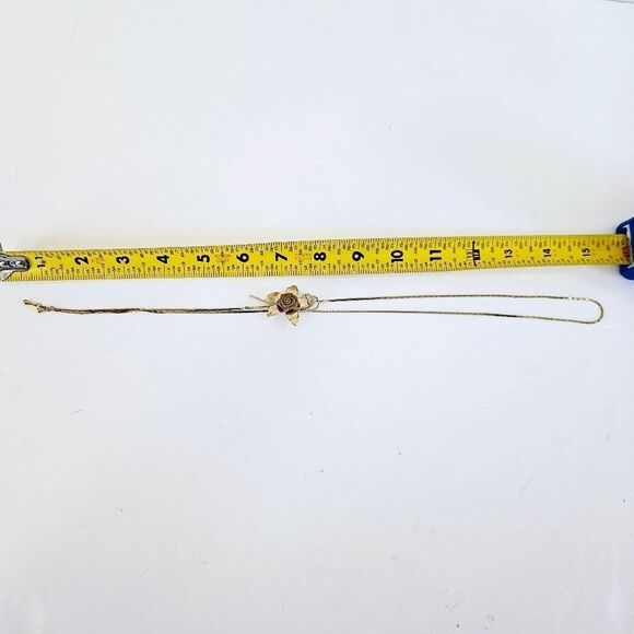 Vintage Gold Tone Textured Mesh Rose Floral Lariat Slide Adjustable Necklace - Picture 8 of 8